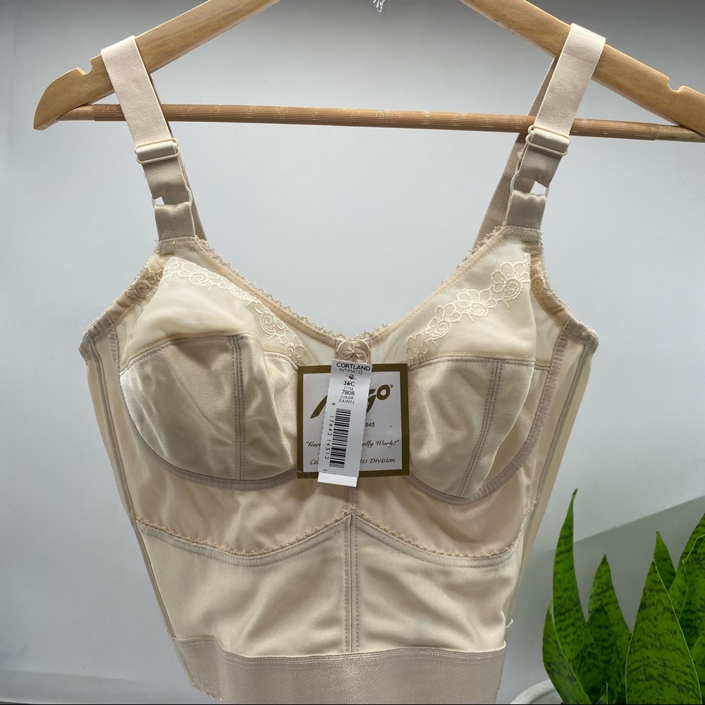 RAGO CORTLAND INTIMATES
Style 7808 Embroidered Soft Cup Long Line Bra Fawn 36C